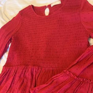 Altar’d State Smocked and Flowy Red Top
